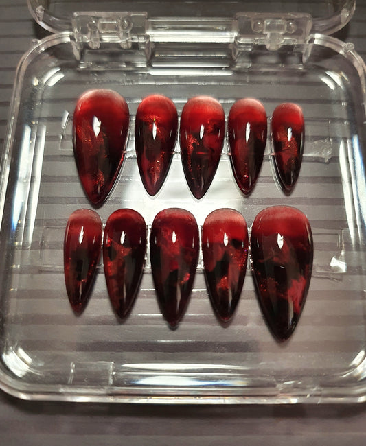 Dark Red Delightful Nails