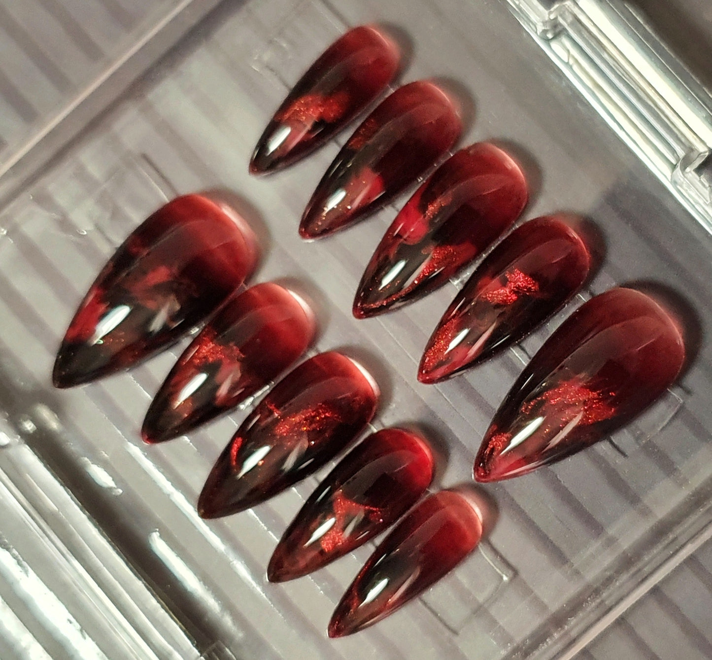 Dark Red Delightful Nails