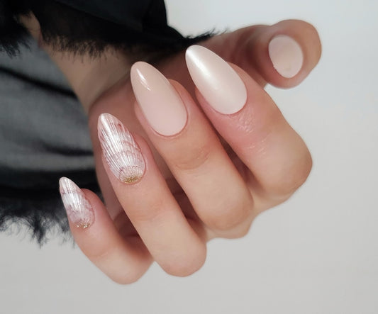 3D Pearl Sea shell press on nails