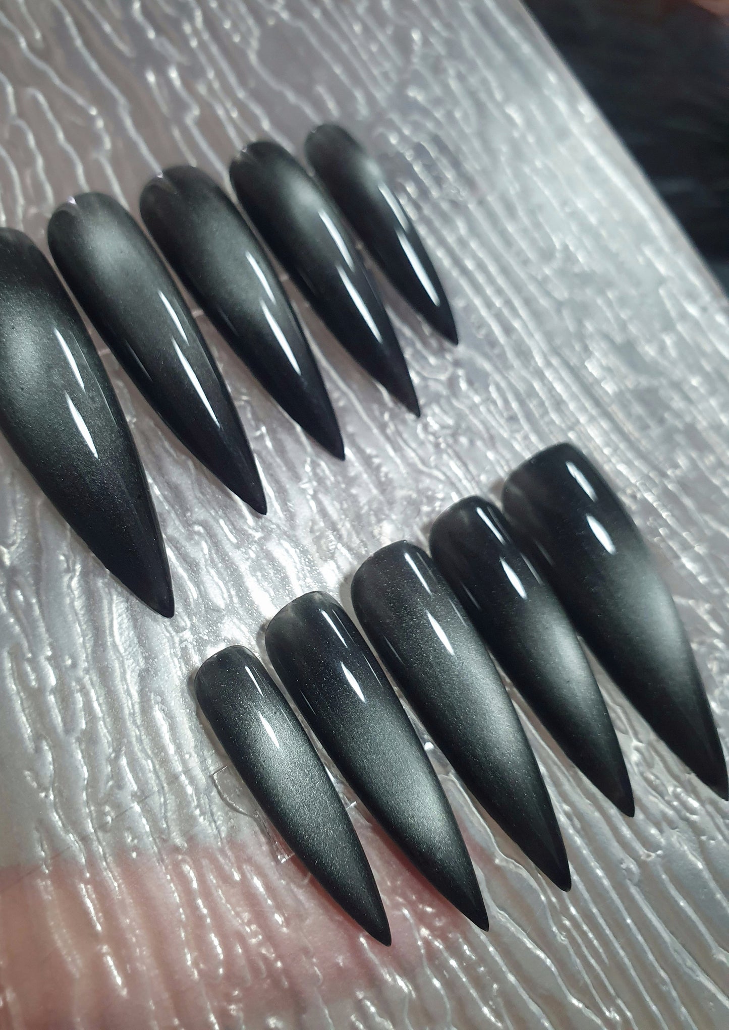 Exra Long Black Cat Eye Press Ons