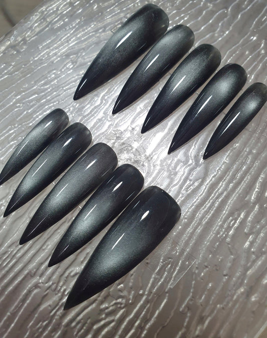 Exra Long Black Cat Eye Press Ons