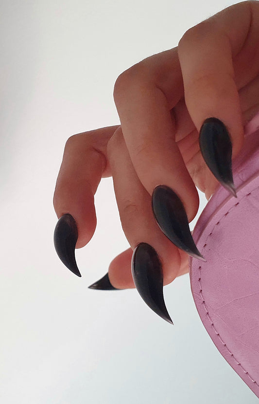 Black Cat Claw Press On Nails, Handmade False Nails
