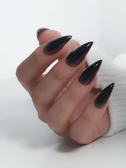 Black jelly stiletto nails Soft claws