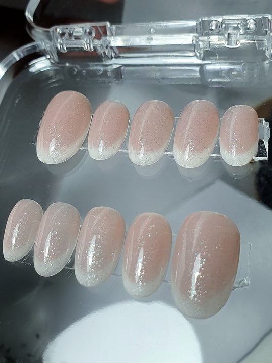 Milky White Short Oval French Nails