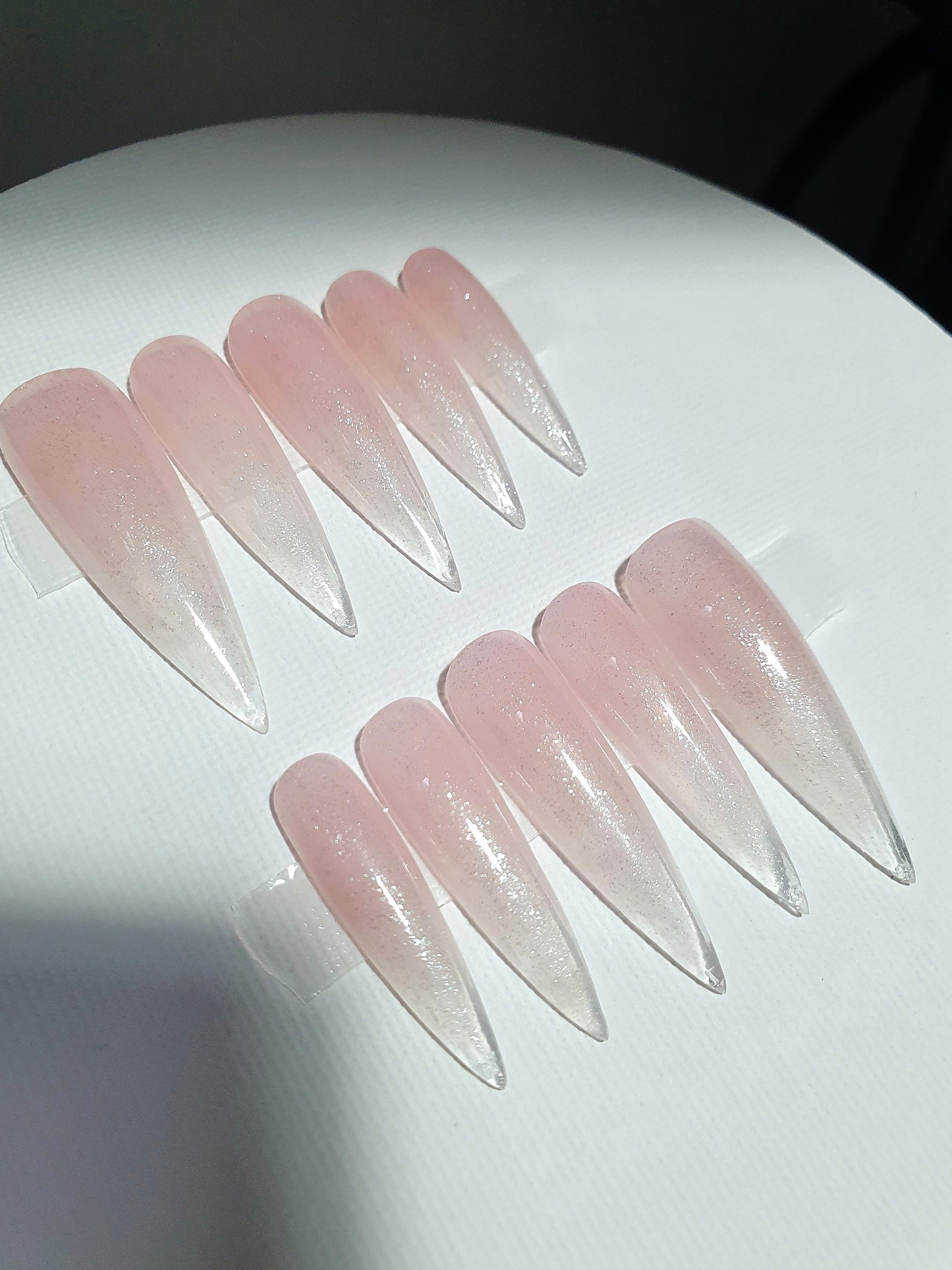 Extra Long Shimmering Ombre Pink Stiletto