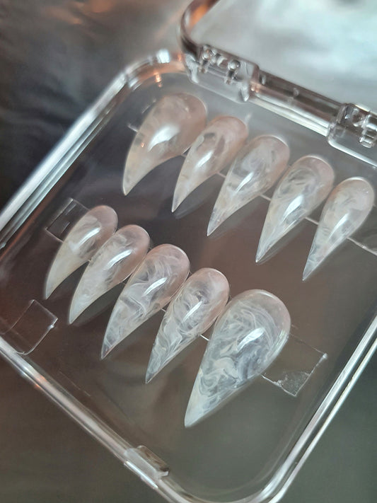 Milky White Amorphous Claws Nails