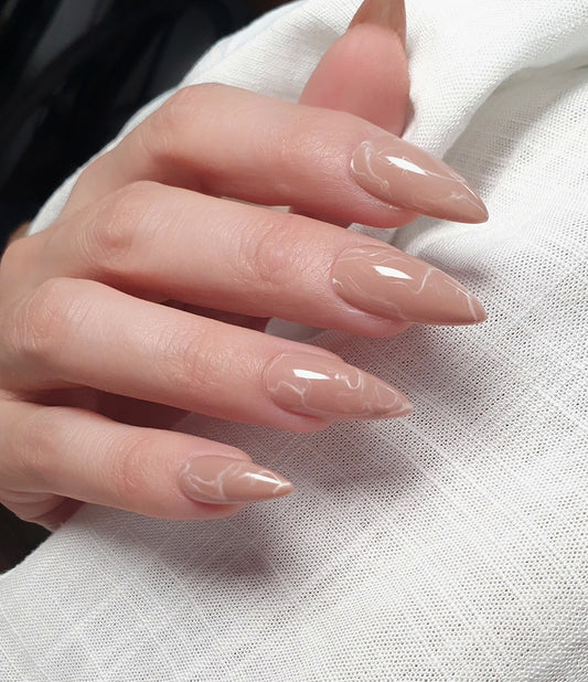 Light Brown Medium Stiletto Press on Nails