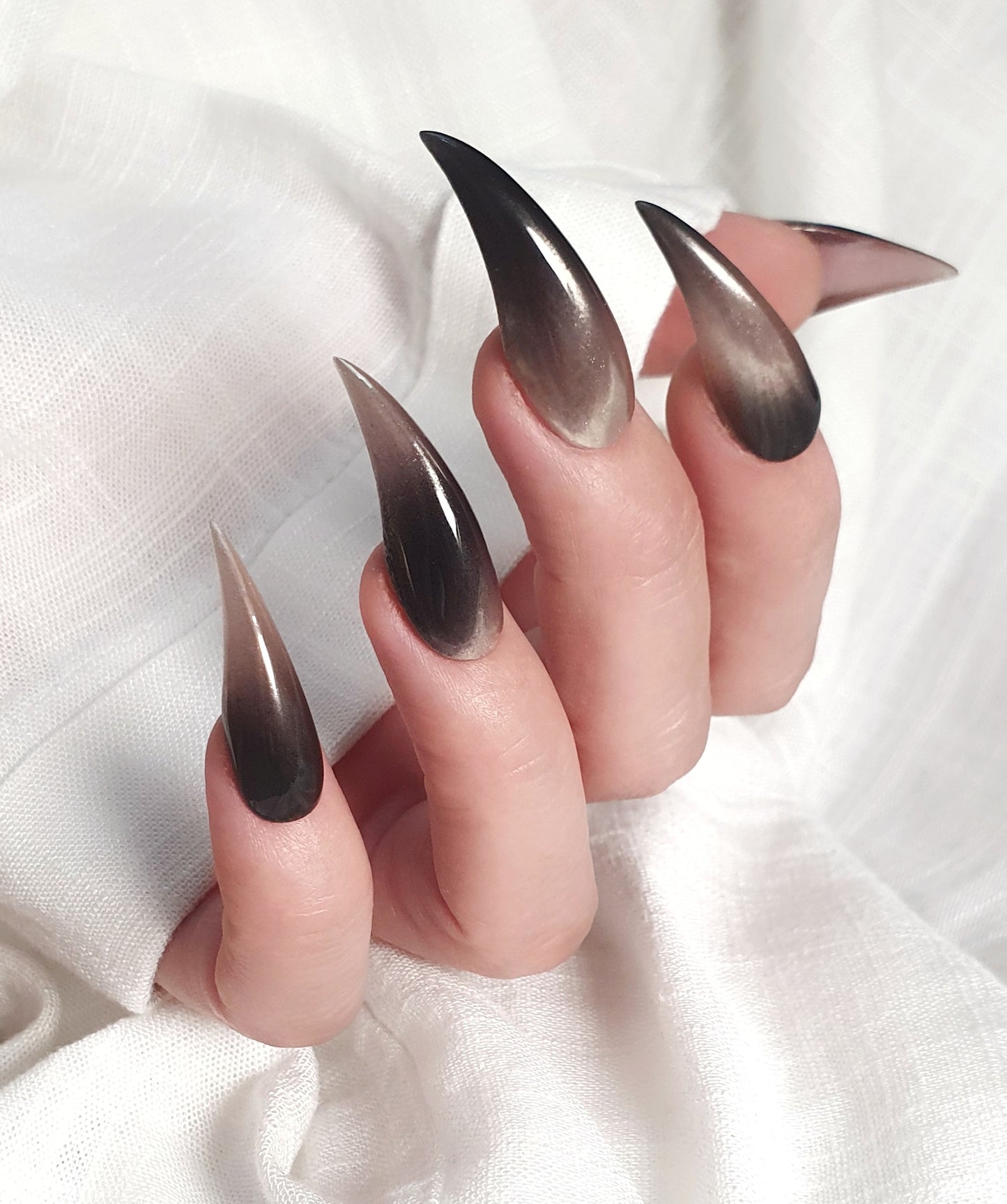 Long Golden Black Claw Press on Nails