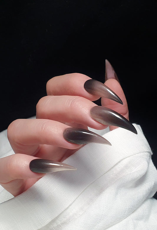 Long Golden Black Claw Press on Nails
