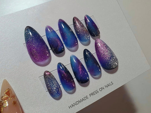 Magnetic Galaxy Medium Almond Nails