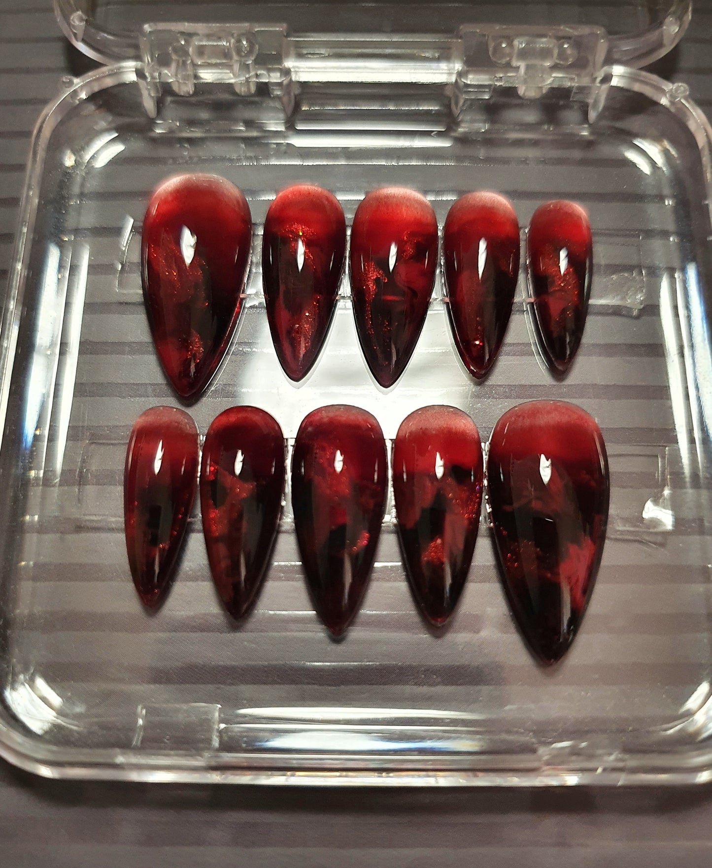 Dark Red Delightful Nails