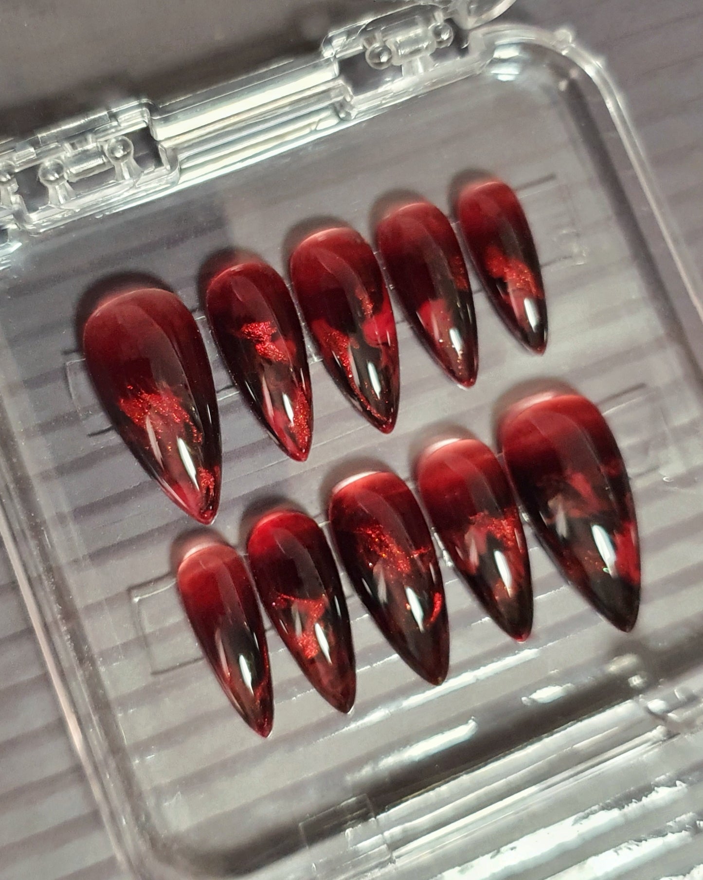 Dark Red Delightful Nails