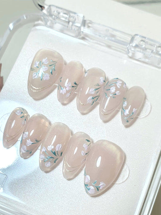 Flowers handpainted nails