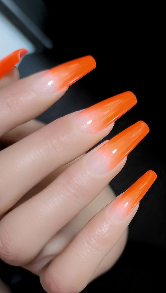 Neon Orange Ombre Nails