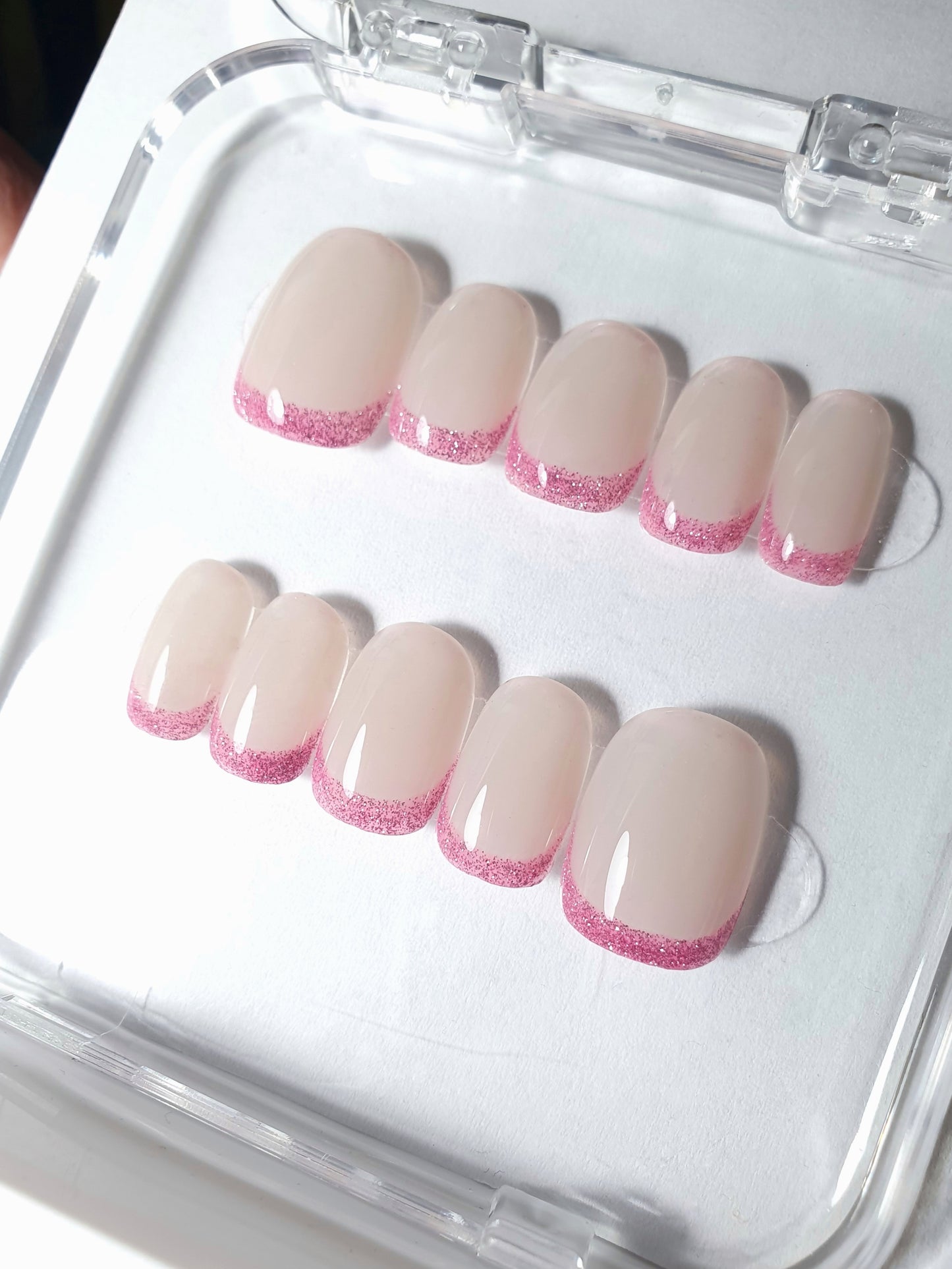 Shimmering Pink French Tips Nails