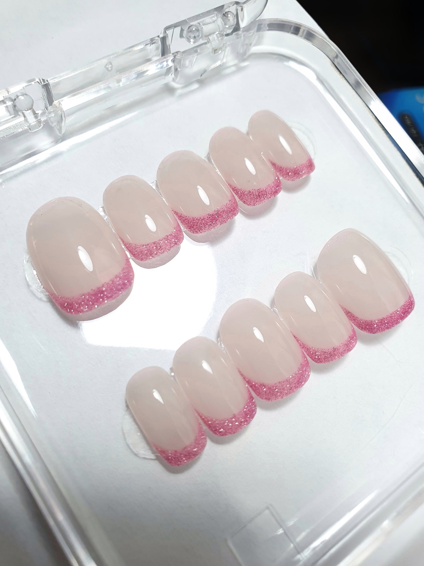 Shimmering Pink French Tips Nails