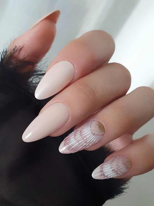 3D Pearl Sea shell press on nails