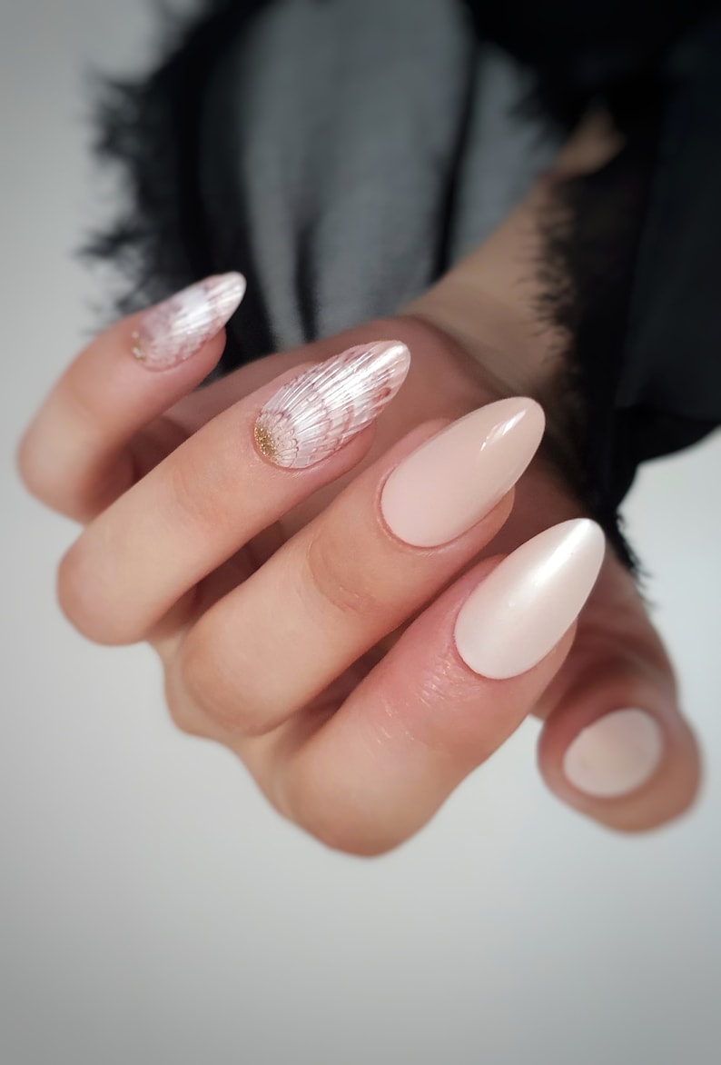 3D Pearl Sea shell press on nails