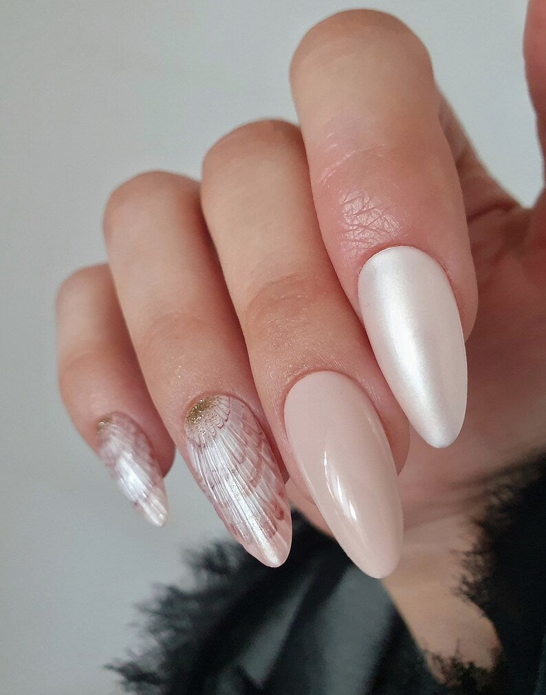 3D Pearl Sea shell press on nails