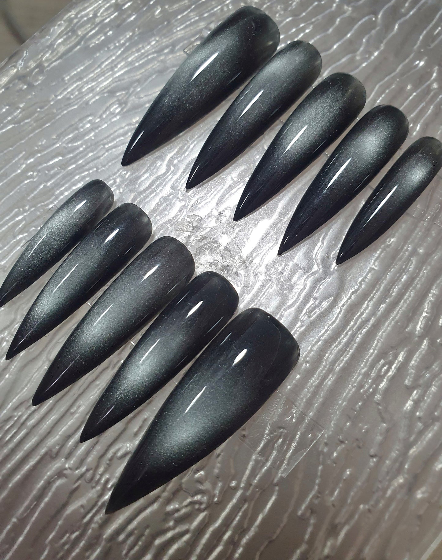 Exra Long Black Cat Eye Press Ons