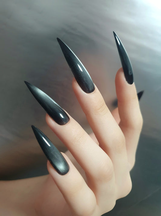 Exra Long Black Cat Eye Press Ons