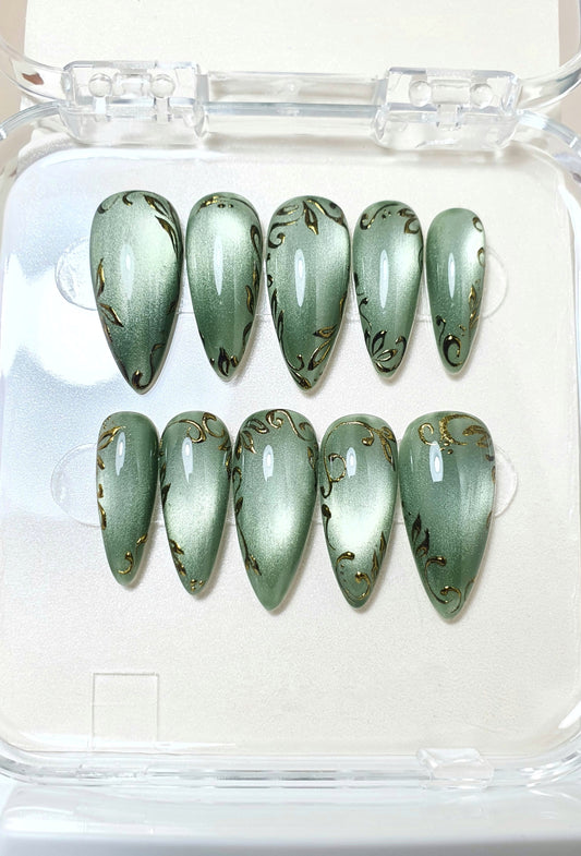 Spring Sage Green Nails