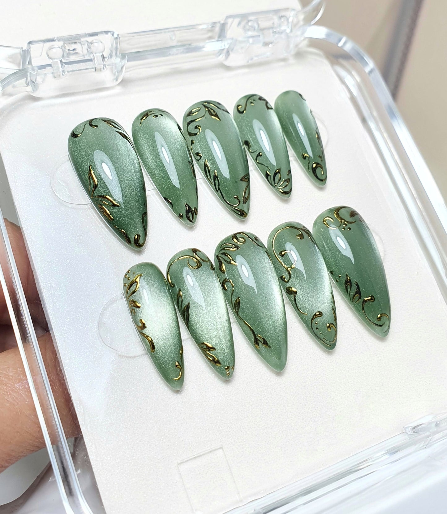 Spring Sage Green Nails