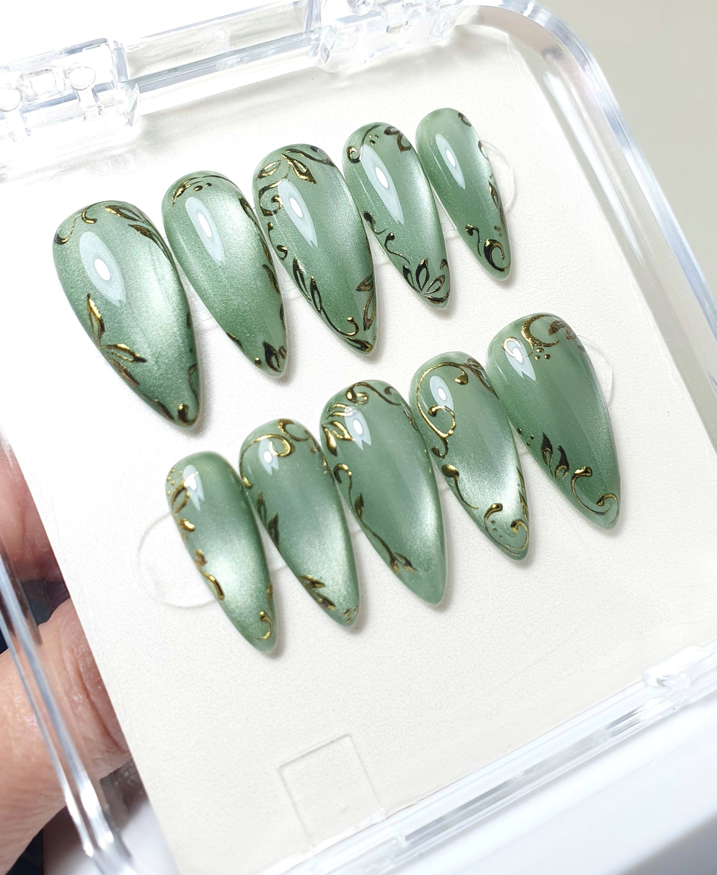 Spring Sage Green Nails