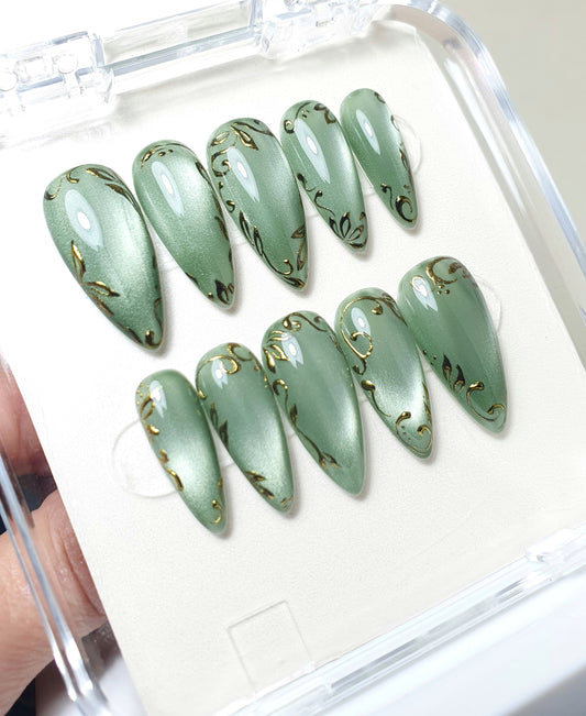 Spring Sage Green Nails