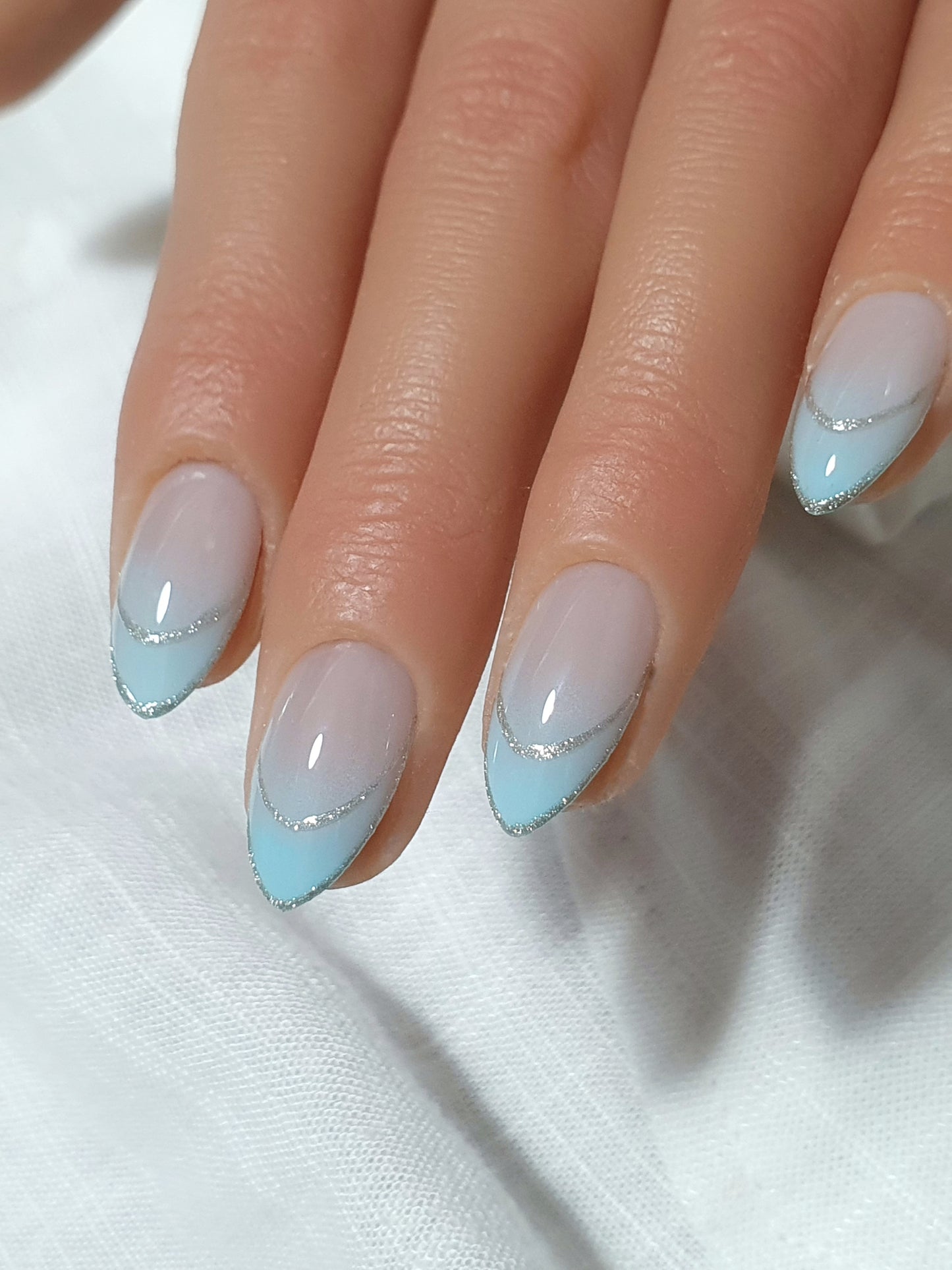 Blue Ombre French Tips Nails