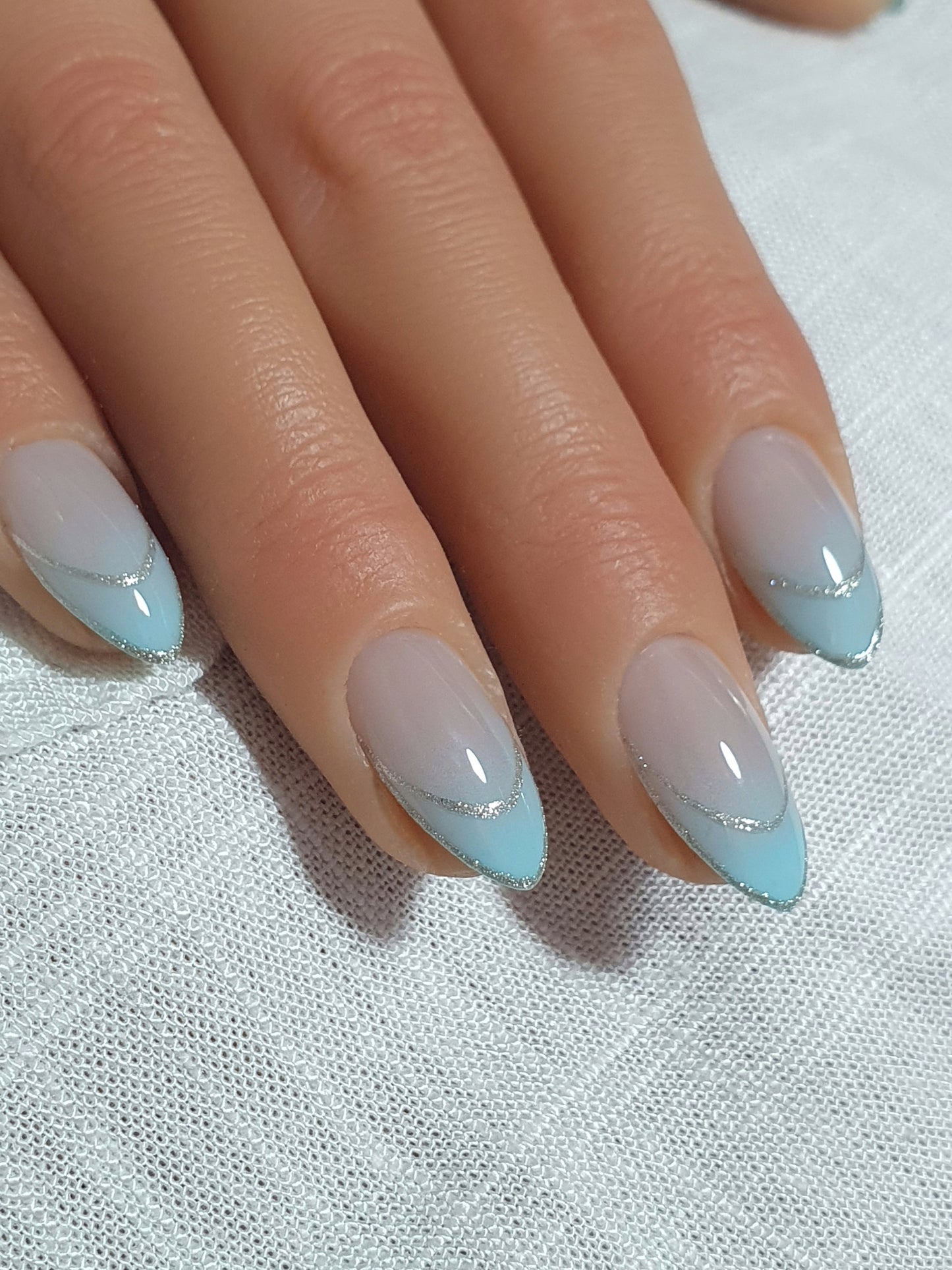 Blue Ombre French Tips Nails
