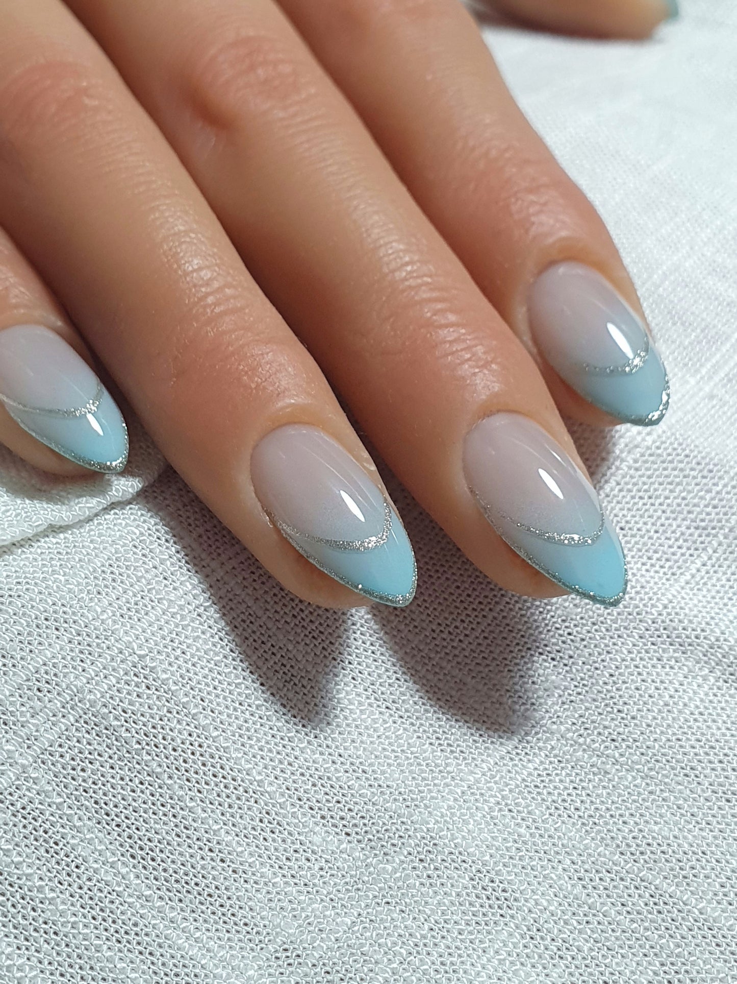 Blue Ombre French Tips Nails