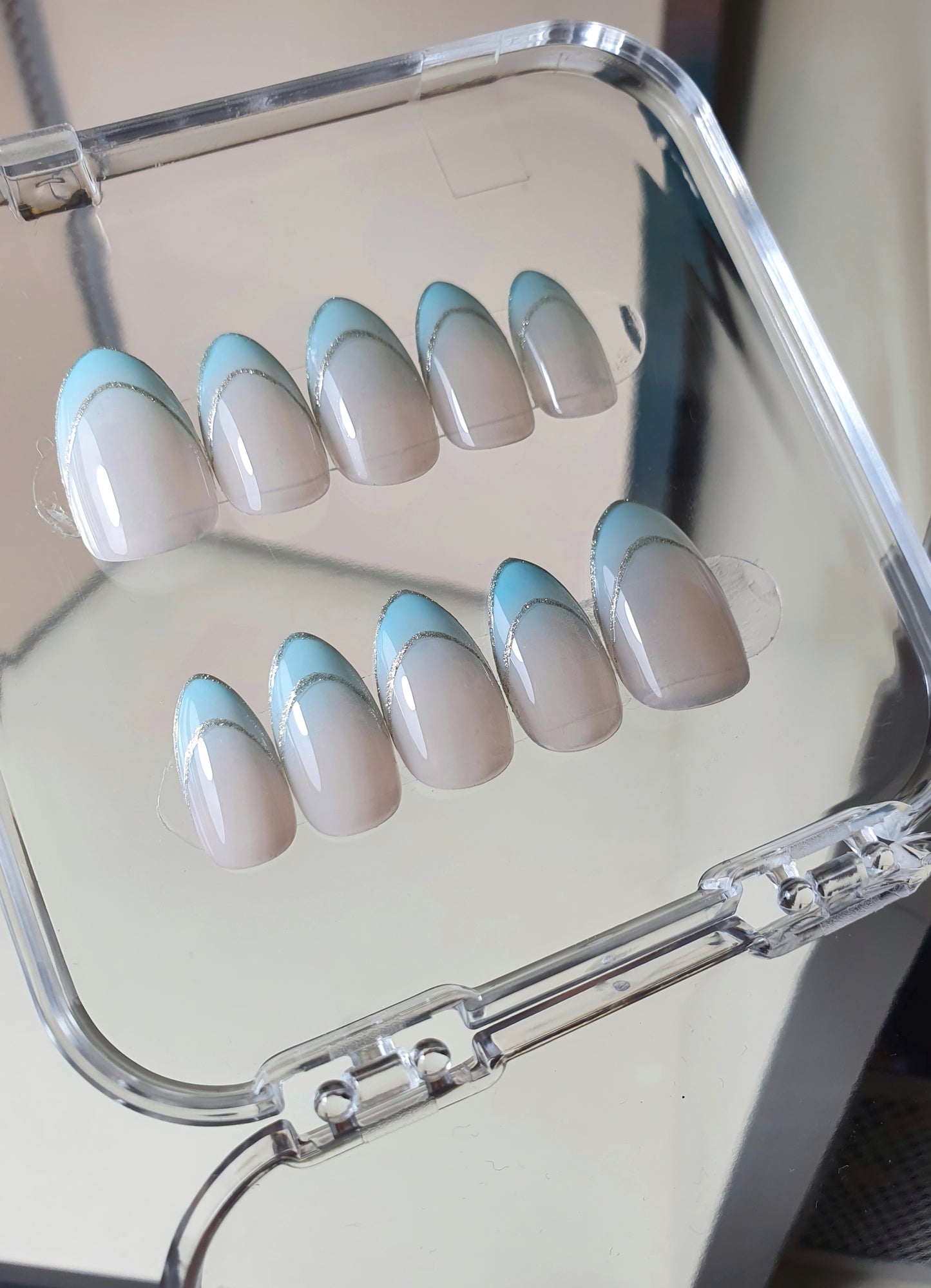 Blue Ombre French Tips Nails