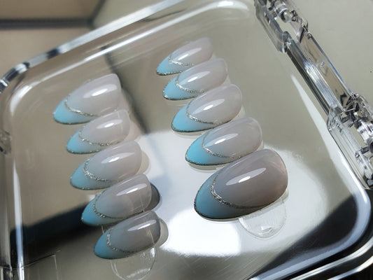 Blue Ombre French Tips Nails