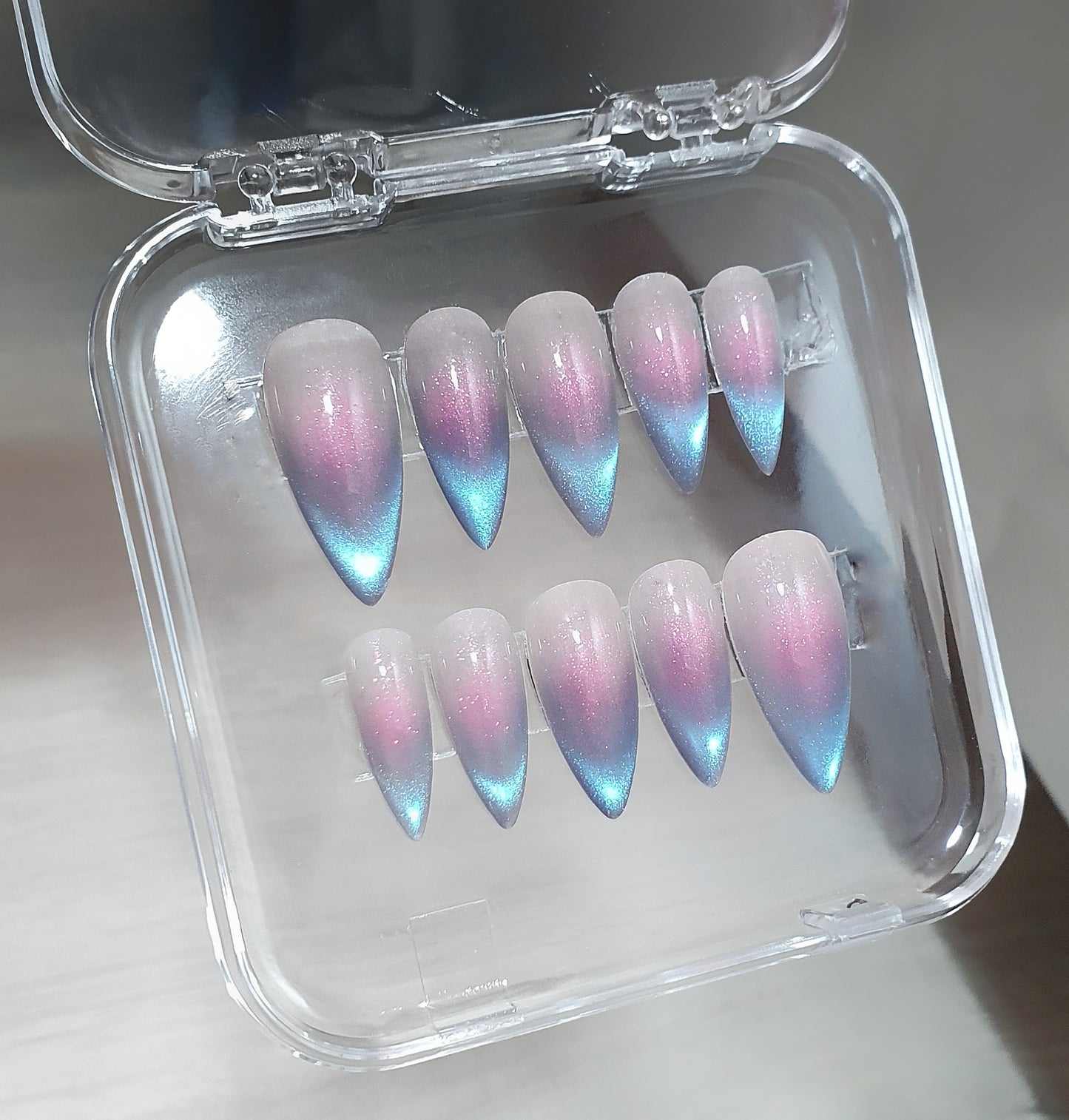 Shimmering French Ombre Nails