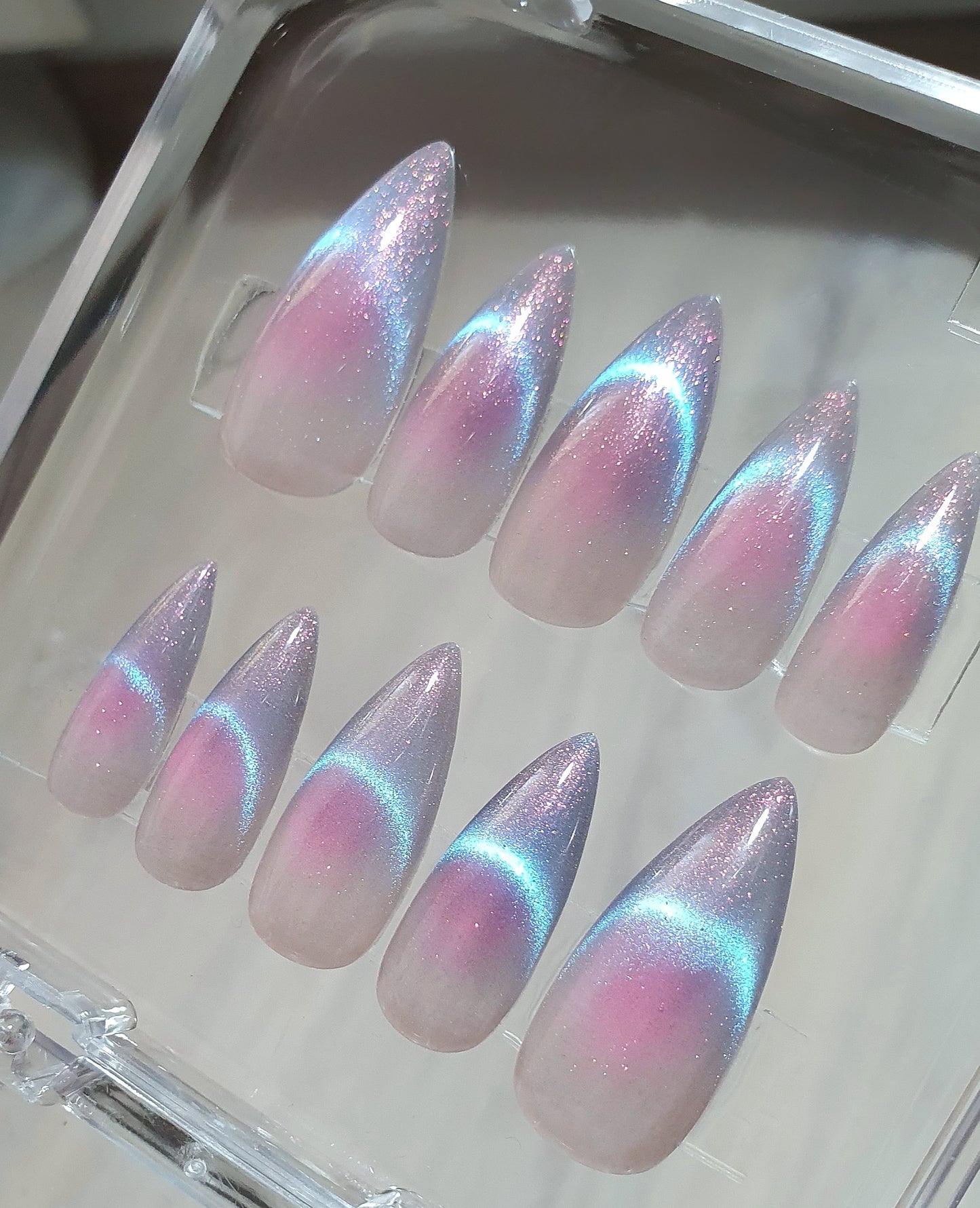 Shimmering French Ombre Nails