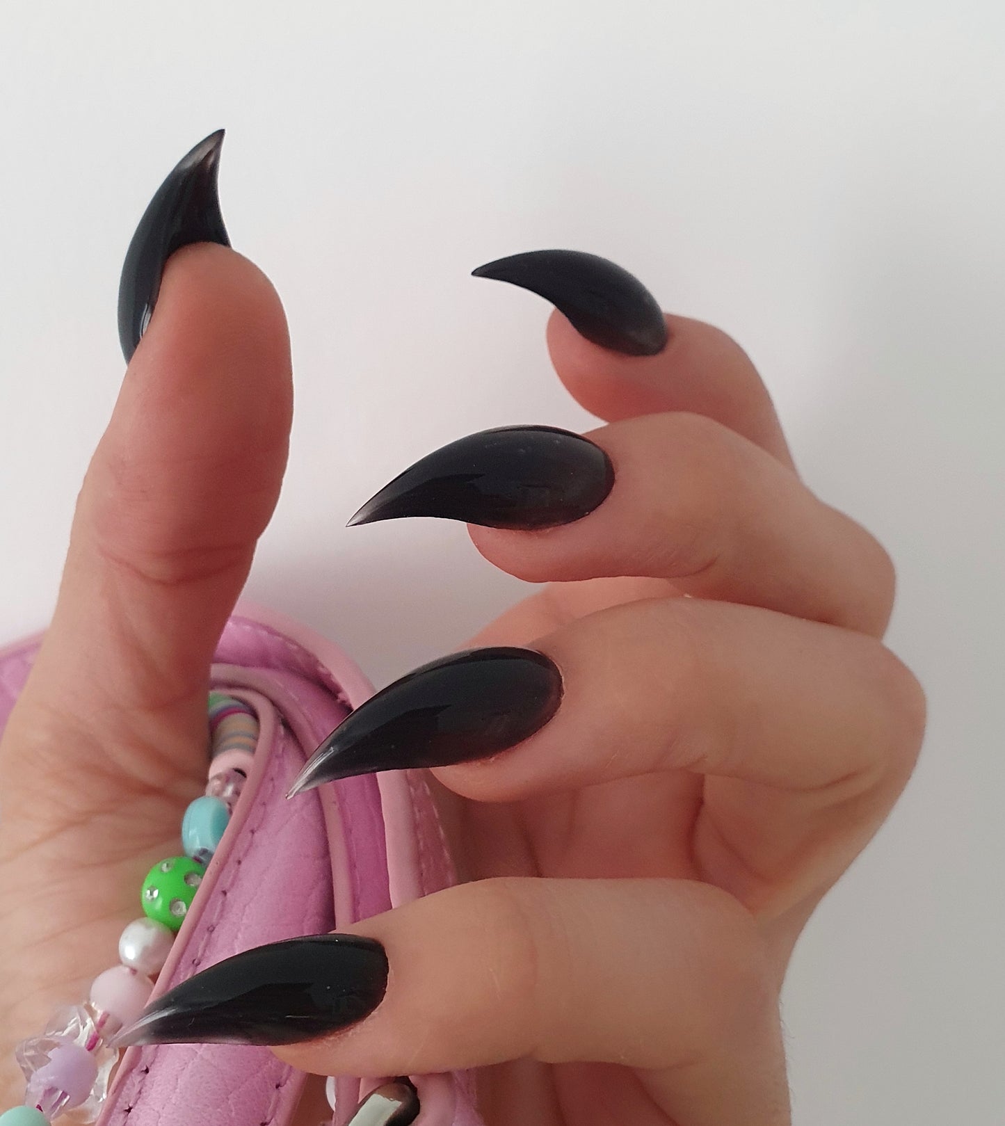 Black Cat Claw Press On Nails,  Handmade False Nails
