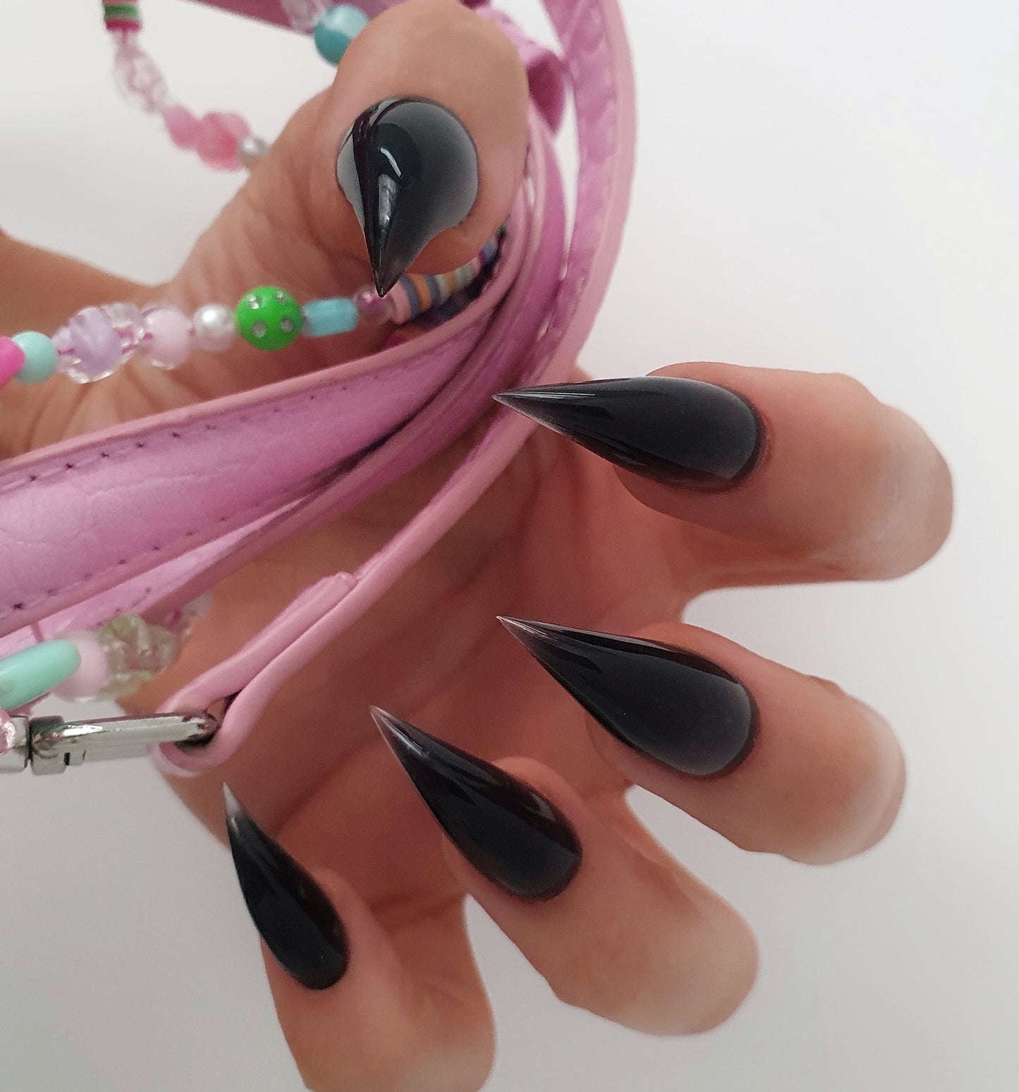 Black Cat Claw Press On Nails,  Handmade False Nails