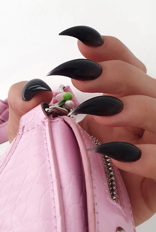 Black Cat Claw Press On Nails,  Handmade False Nails
