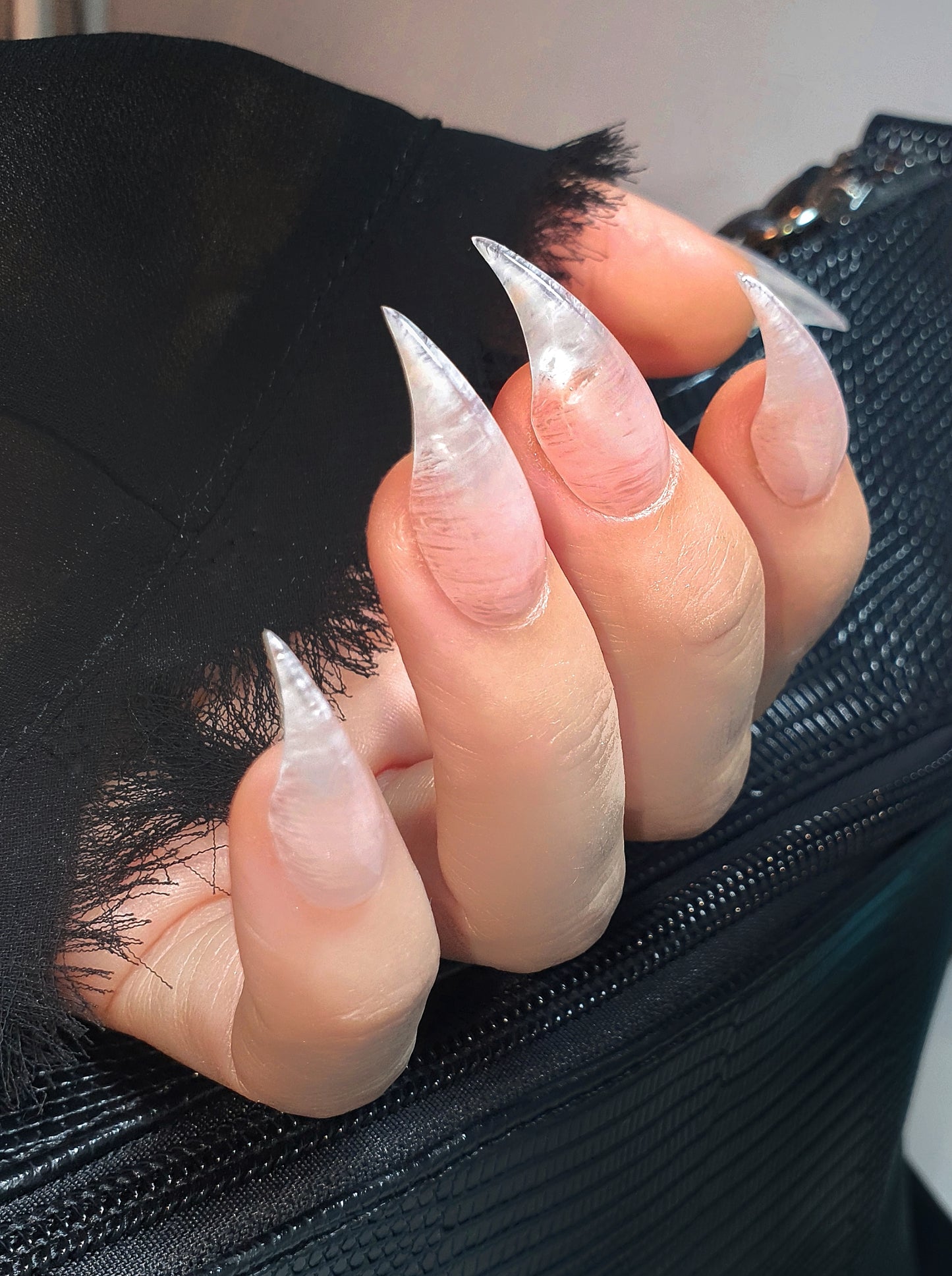 Pink Cat Claw Press On Nails, Hand-Painted False Nails