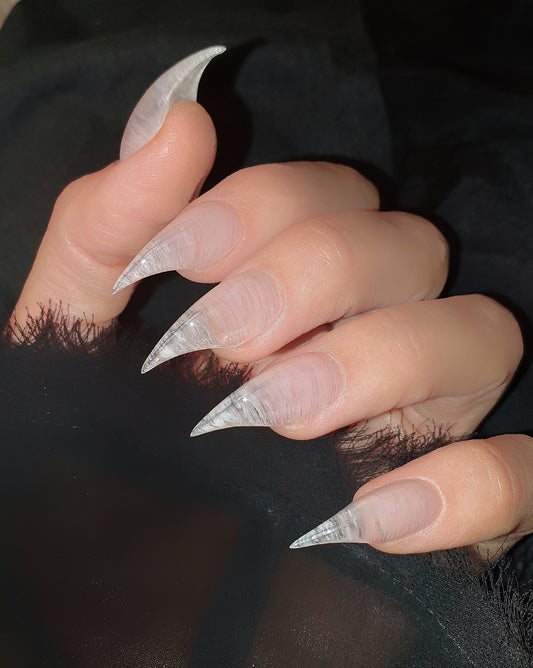 Pink Cat Claw Press On Nails, Hand-Painted False Nails