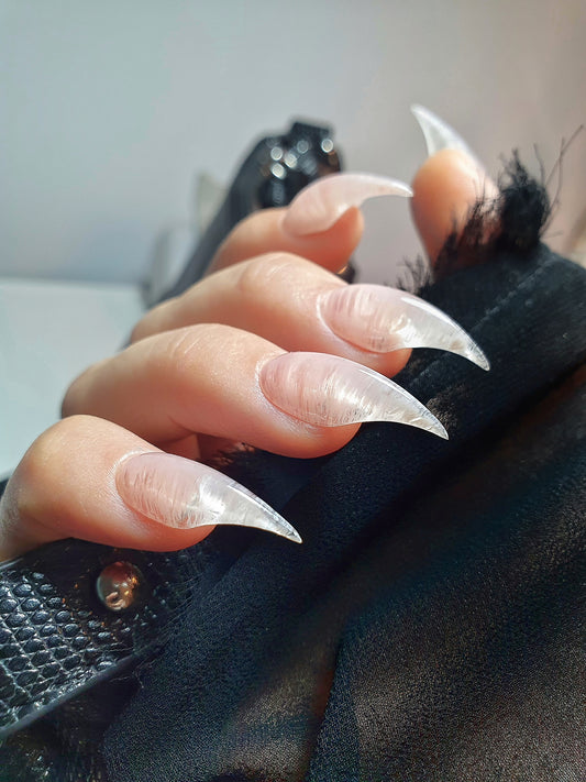 Pink Cat Claw Press On Nails, Hand-Painted False Nails