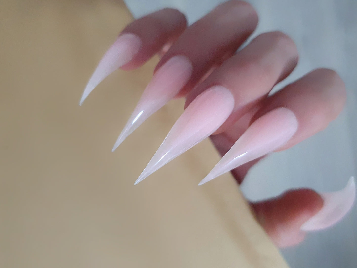 Pink and transparent extralong nails, gothic style, cat claws
