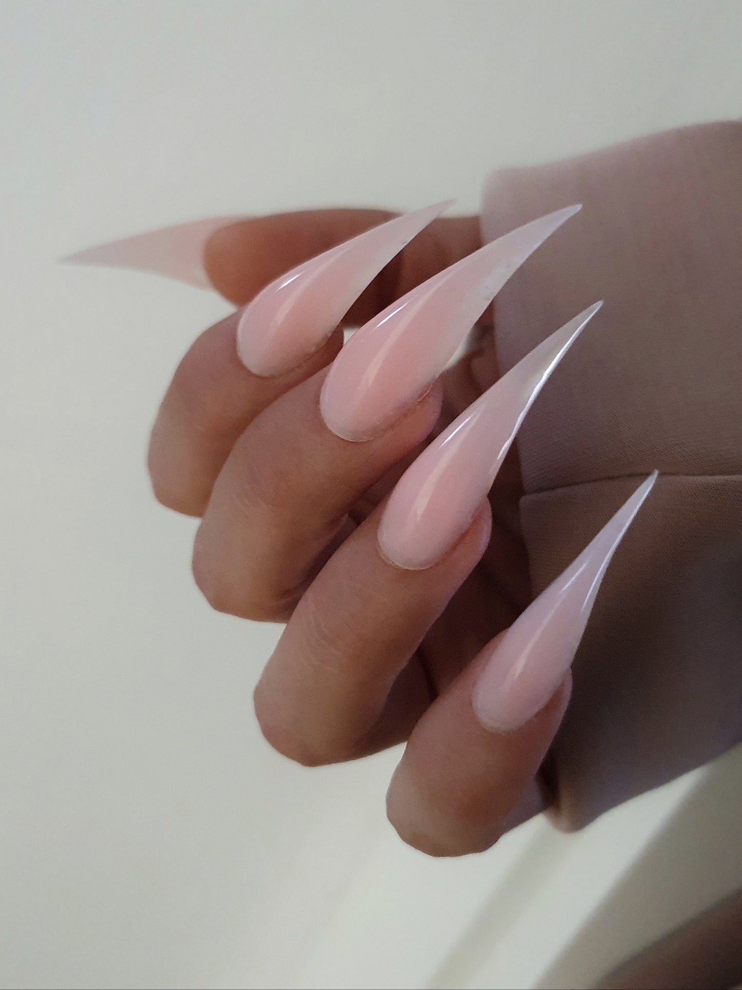 Pink and transparent extralong nails, gothic style, cat claws
