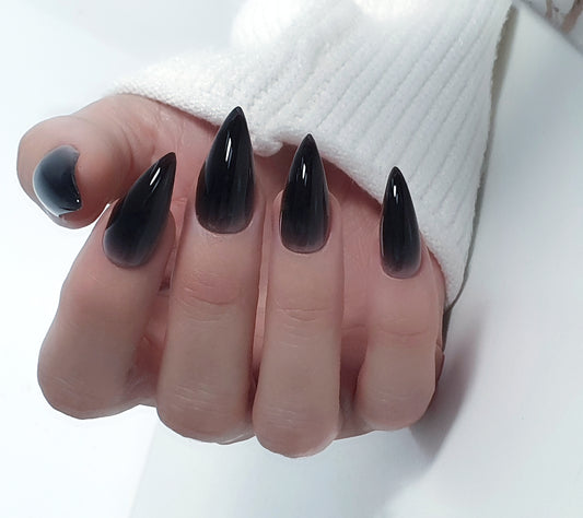 Black jelly stiletto nails  Soft claws