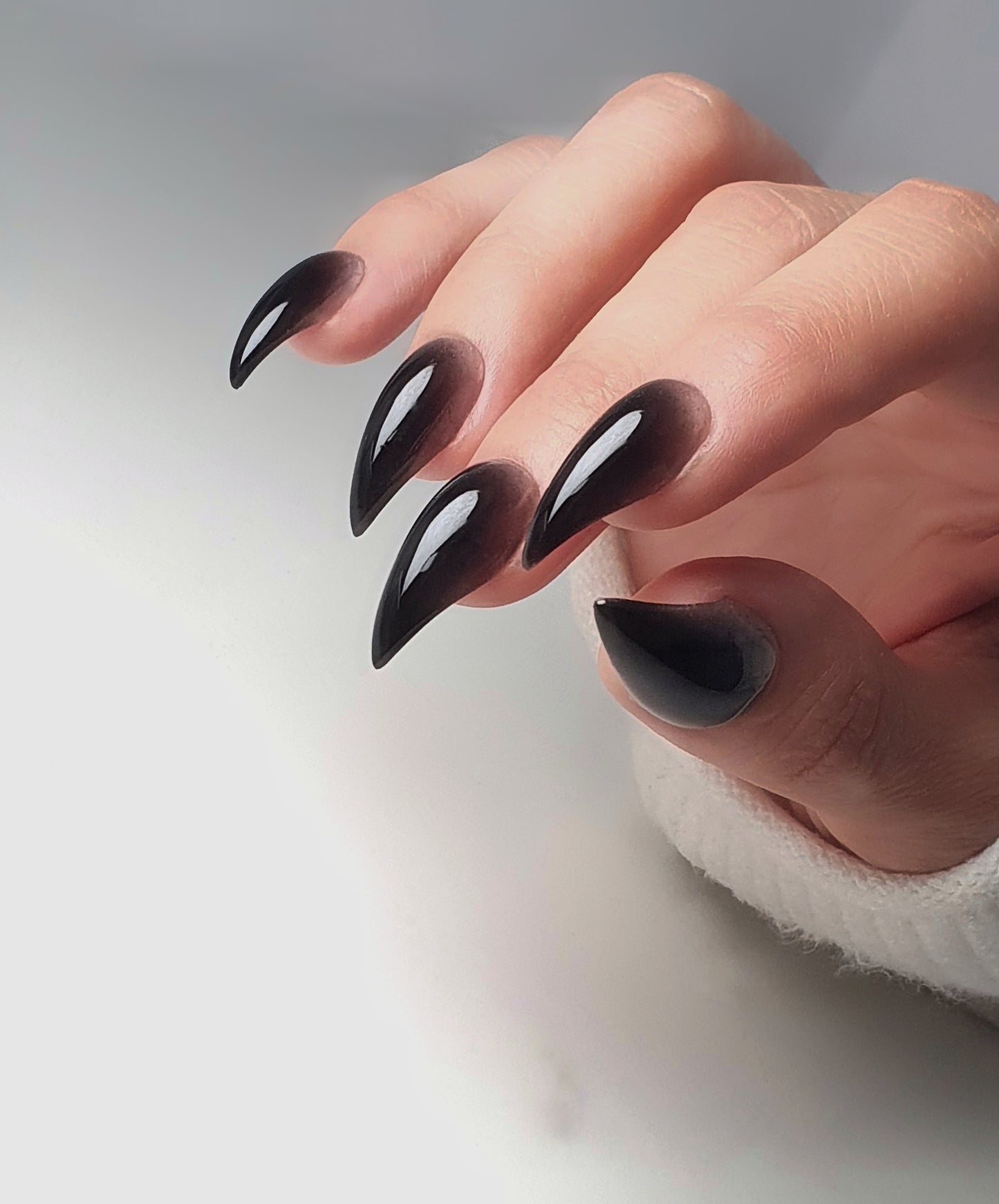 Black jelly stiletto nails  Soft claws