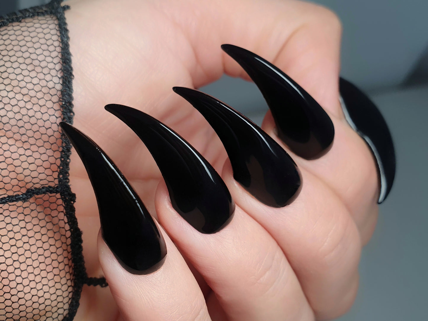 Long Black Curved nails Dragon Claws