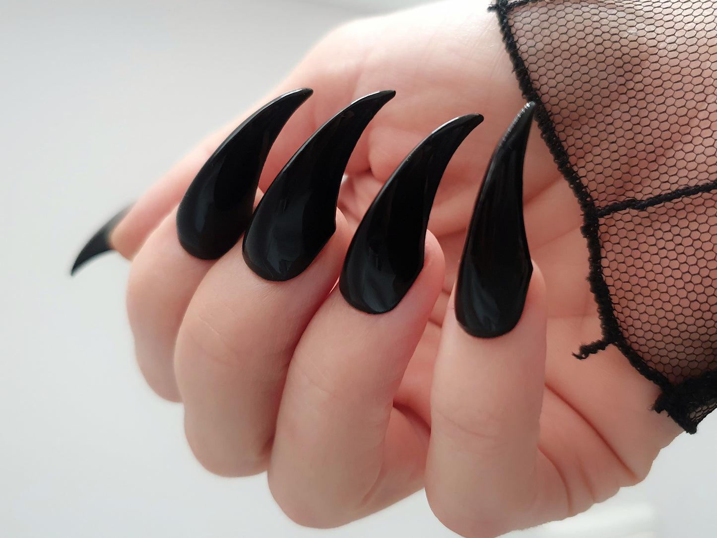 Long Black Curved nails Dragon Claws