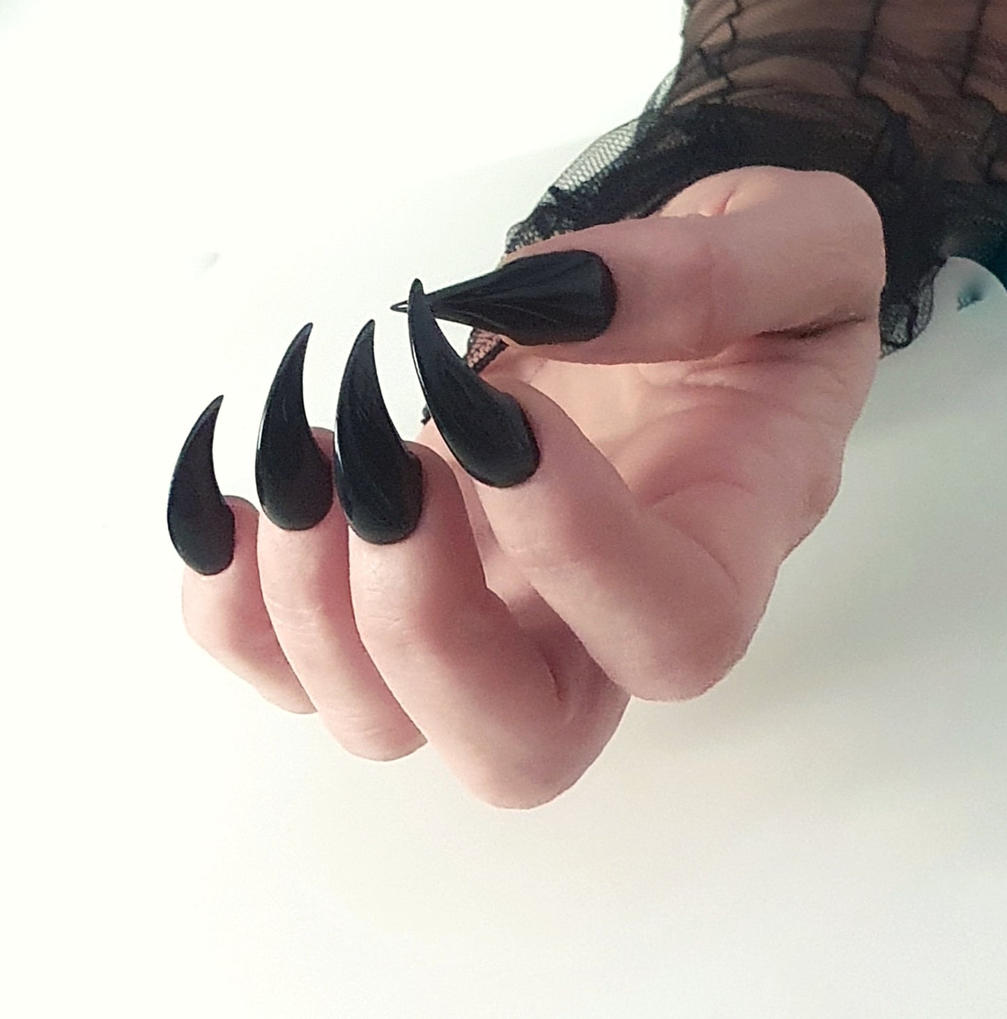 Long Black Curved nails Dragon Claws