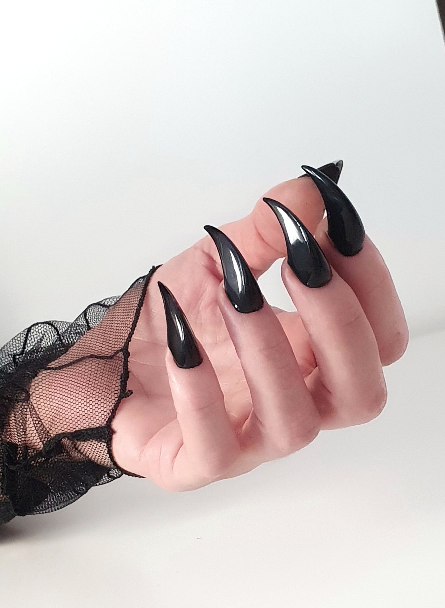 Long Black Curved nails Dragon Claws